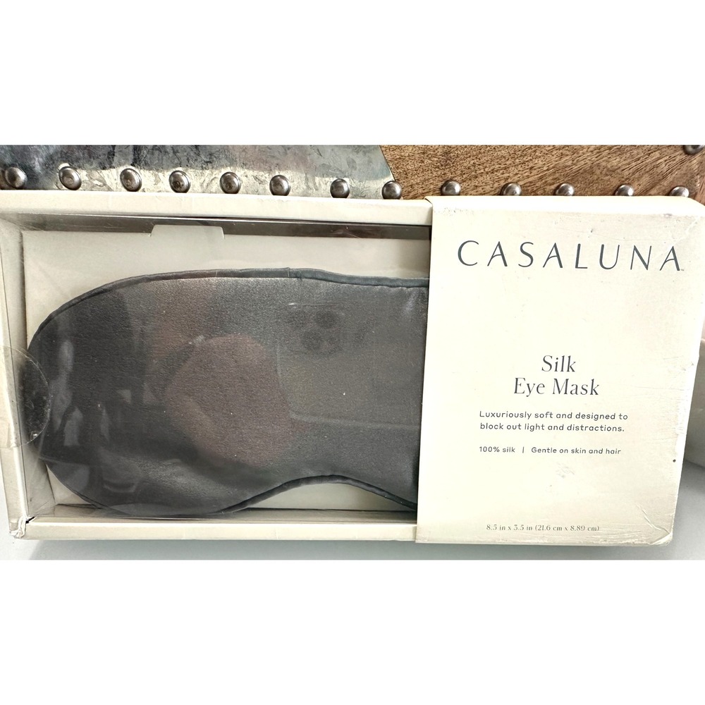 Casaluna Solid Silk Eye Mask Dark Gray Adjustable, Hand Washable, Polyester Fill